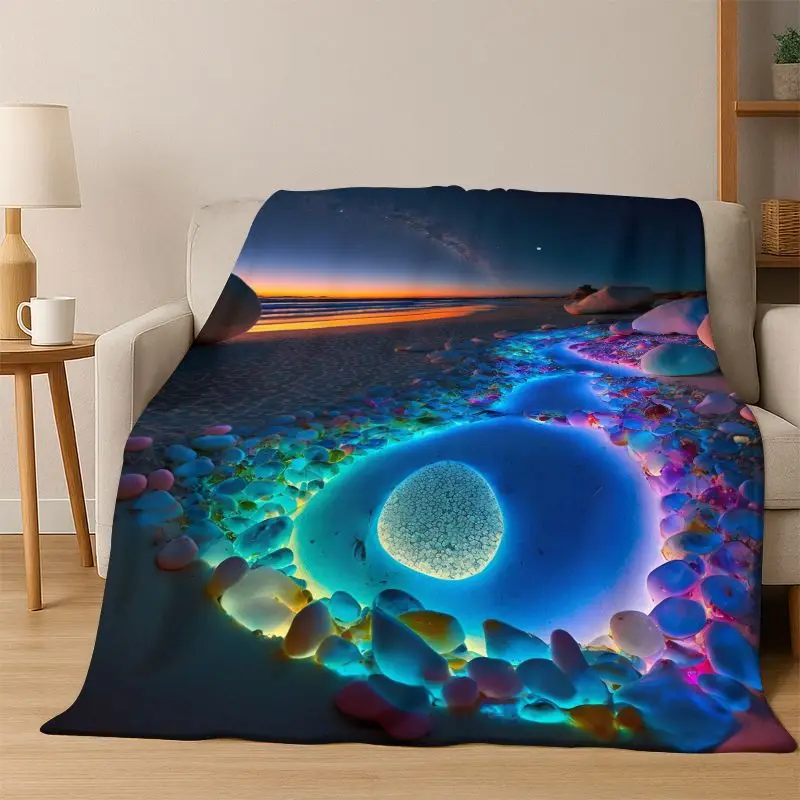Colorful Pebble rainbow Cobblestone Stone Flannel Blanket Soft Warm Blanket Throw Blanket for Bedroom Living Room Bed Picnic