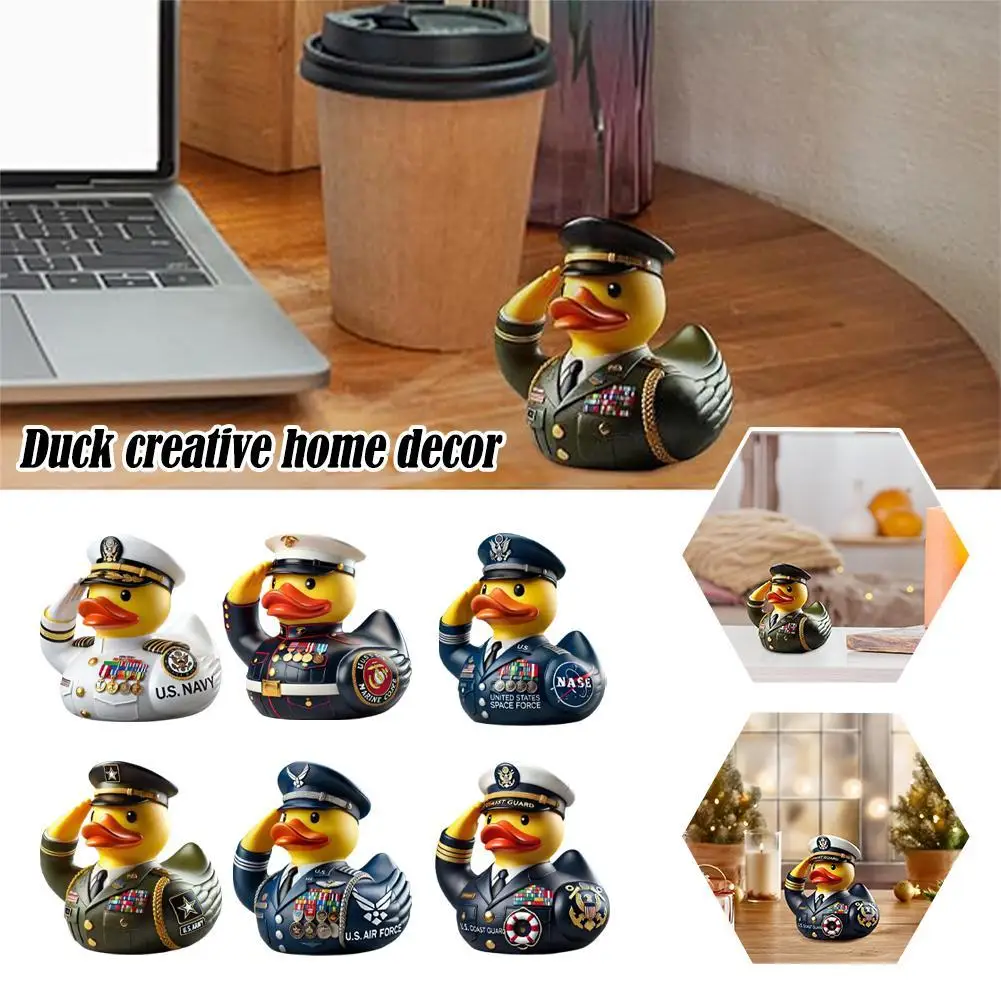 7.6cm/3inch Resin Duck Creative Home Decoration Home Decorations Cute Duck With Uniform For Car Home Office Decor