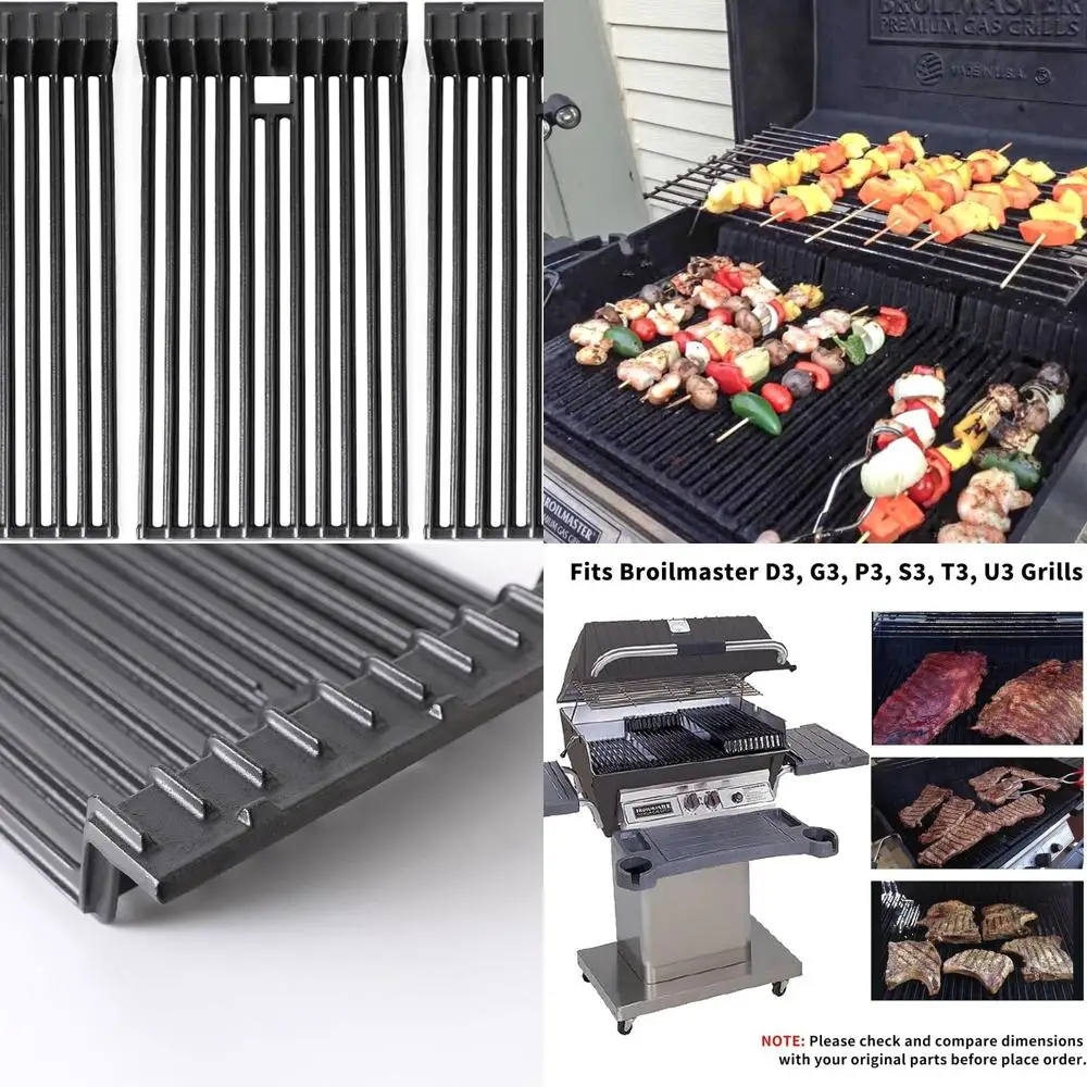 

Broilmaster Heavy-Duty Cast Iron Grill Grates, 3-Pack Replacement for P3, D3, G3, T3, S3, U3 Models