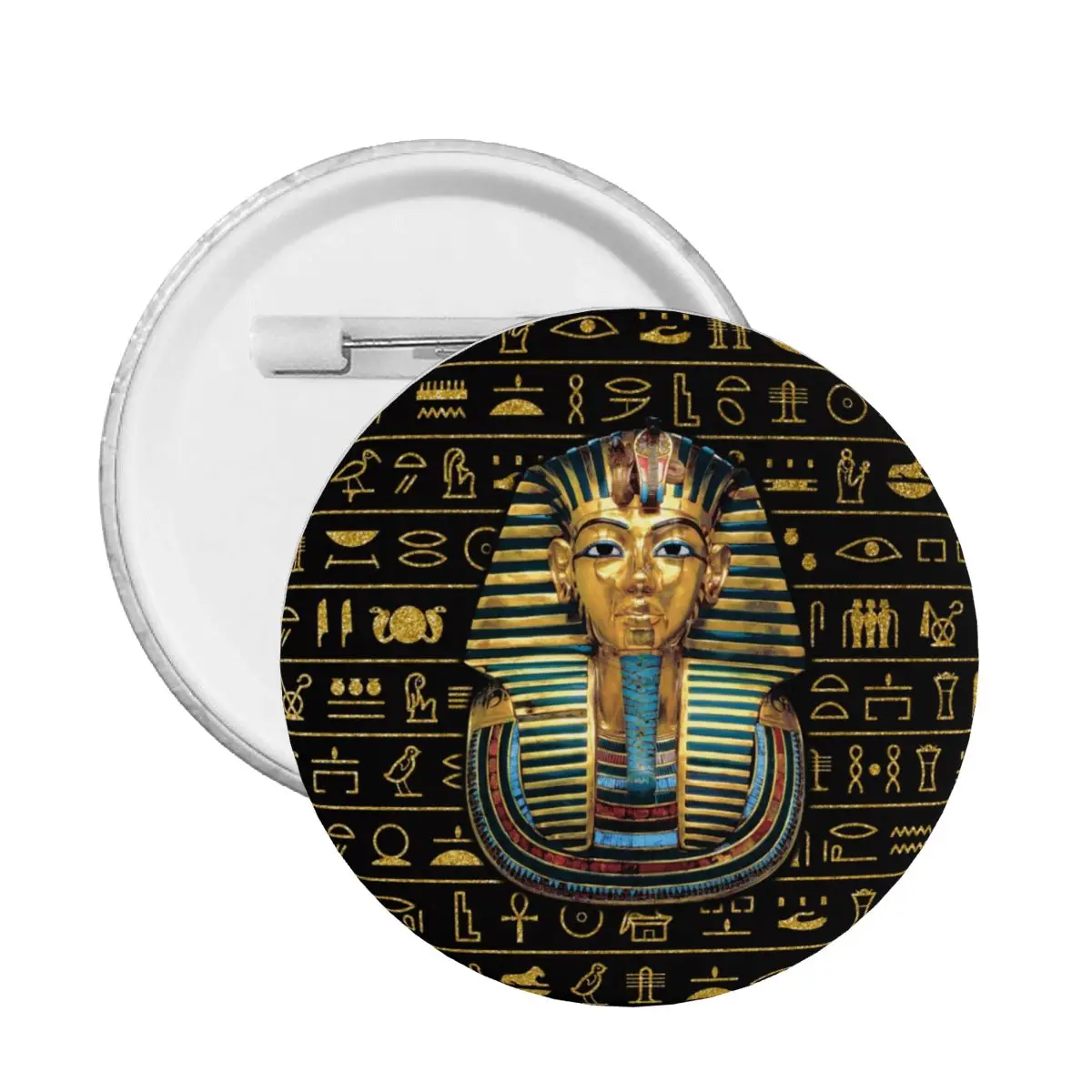 Ancient Gold Pharaoh Egypt King Tut Soft Button Pin Custom Novelty Egyptian Hieroglyphic Pinback Badge Brooch Lovers Gift