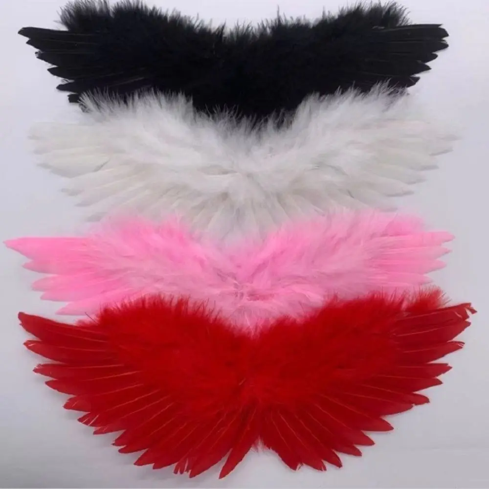 Mini Angel Feather Wings Black White Red Feather Wing Hanging Ornament Photo Prop Performance Show Doll Costume Party Decoration