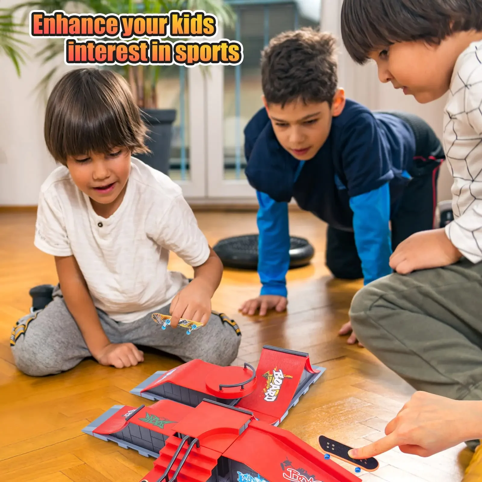 フィンガーボード用フィンガースケートボードキット、スケートボードランプ、指用ミニスケートボード、フィンガーボードハーフパイプランプ