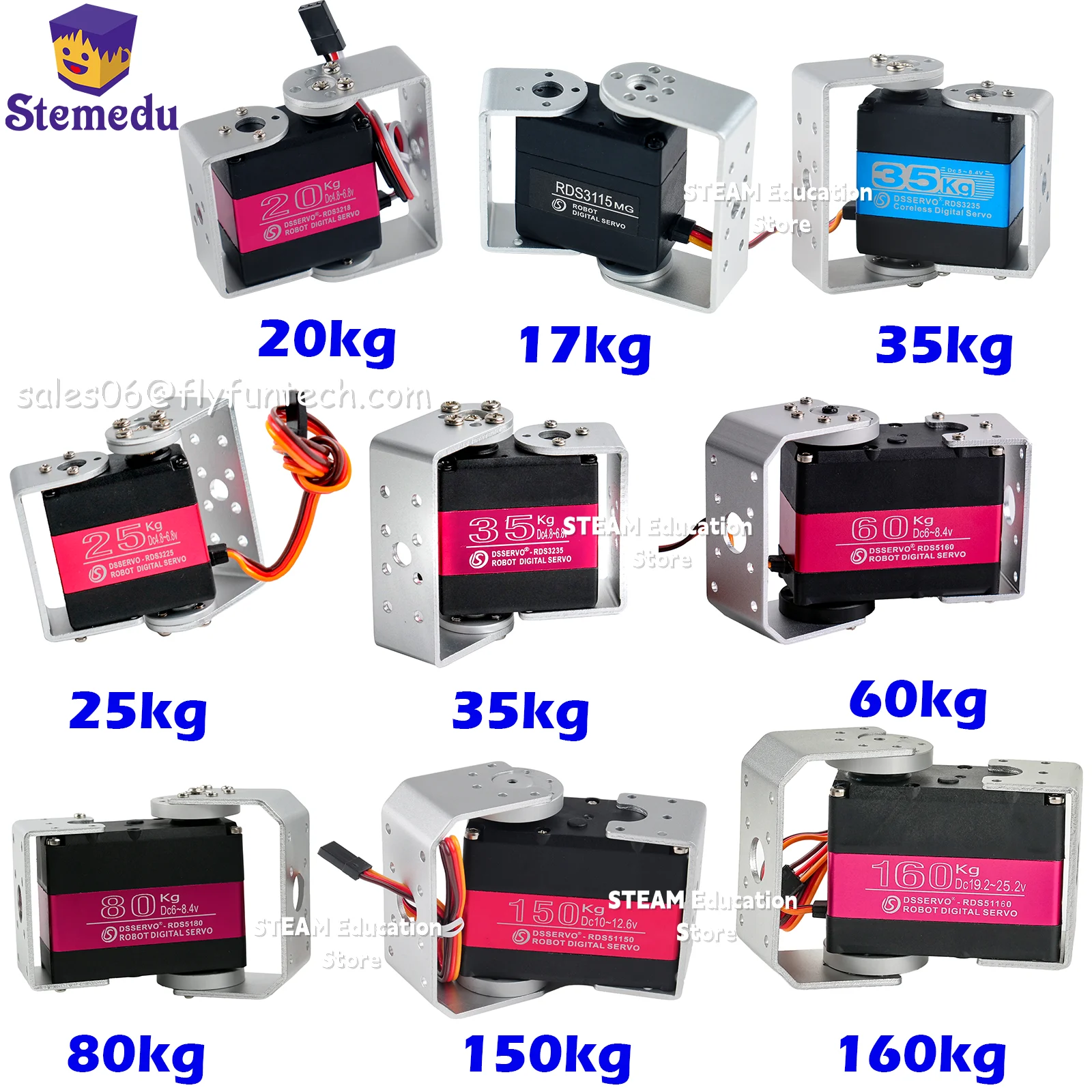 

HV Robotic Digital Servo 160kg 150kg 80kg 60kg 35kg 25kg 20kg 17kg Metal Gear Servo Double-Shaft High Torque 180/270 Degree IP66