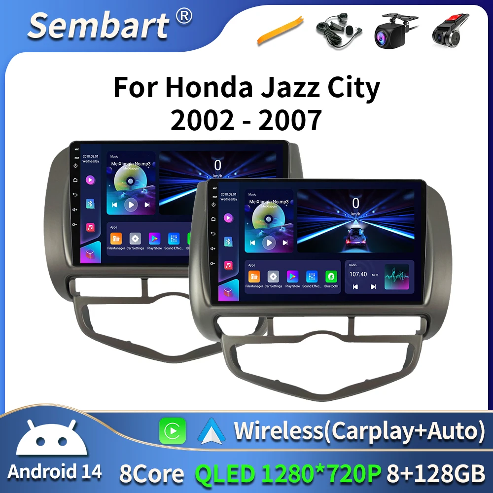 

QLED 4G 2 Din Android 14 auto Car Radio Multimedia For Honda LHD JAZZ City 2002 - 2007 GPS Carplay Stereo Head Unit BT DVD