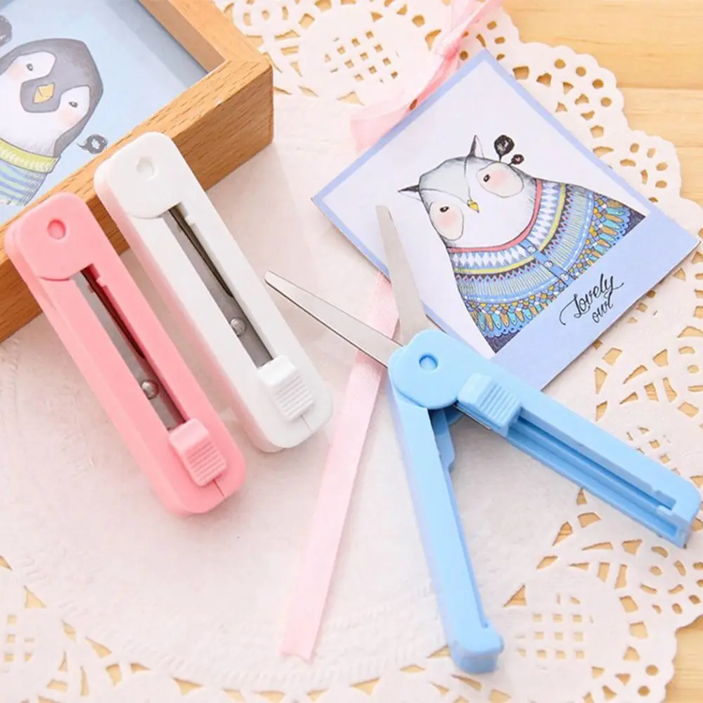 Tijeras para manualidades de corte de papel para estudiantes de oficina DIY para niños, tijera plegable segura, herramientas de arte para trabajo manual, Mini tijera plegable