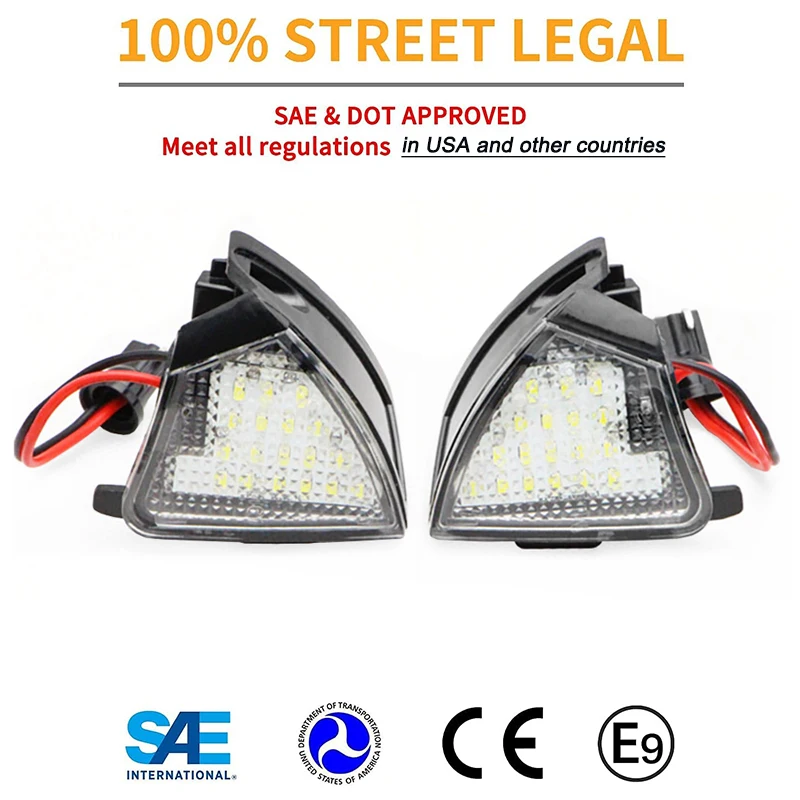 2Pcs Canbus LED Under Mirror Lights Puddle Lamps For VW Sharan Eos Golf 5 6 Plus Variant Rabbit Passat B6 Jetta Skoda Superb