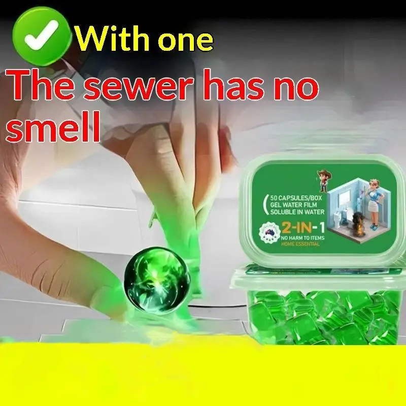 30/50Pcs Odor Removal Sewer Cleaner Scented Gel Airs Freshener For Sinks Drains Gel Water Film Soluble In Water Kitchen Bathroom