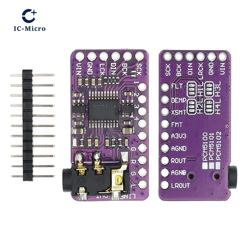 1-10PCS Interface I2S PCM5102A DAC Decoder GY-PCM5102 I2S Player Module For Raspberry Pi pHAT Format Board Digital Audio Board