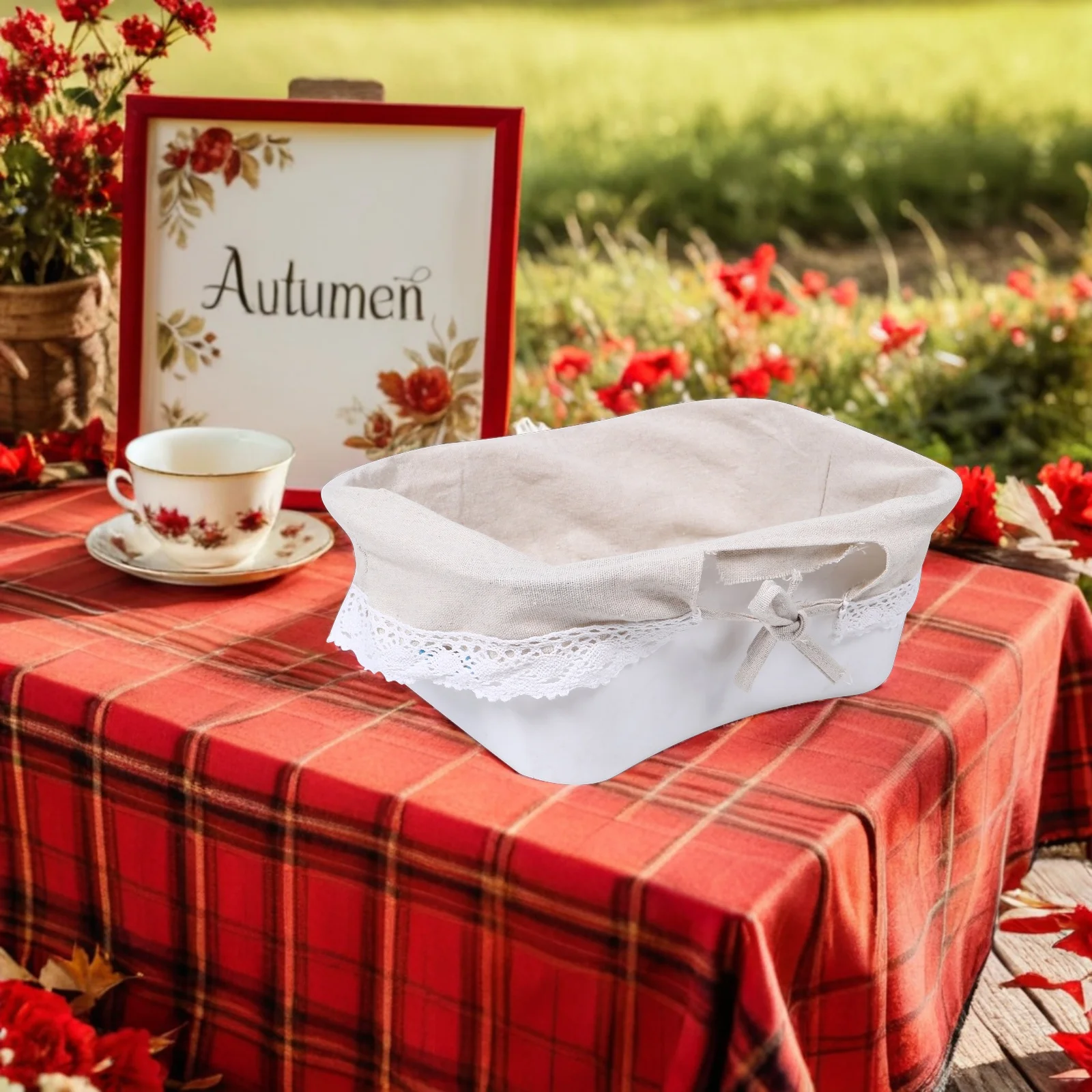 2 قطعة سلة مغزولة القماش بطانات النسيج استبدال البيضاوي سلة النزهة بطانات ديكور مزرعة أسفل استبدال الملحقات #6