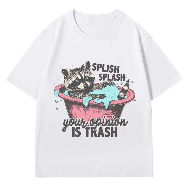 

Retro Raccoon T-shirt Funny Meme T Shirt Men Women Fashion Short Sleeve Teess Unisex Harajuku Oversized 100% Cotton Short Sleeve