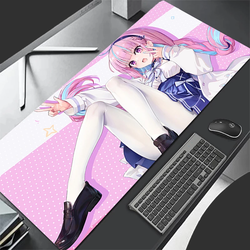 Mousepad Computer Gaming Accessories HD Keyboard Pad Office PC Rubber H-hololive Minato Aqua Mouse Pad Decoracion Desk Mouse Mat