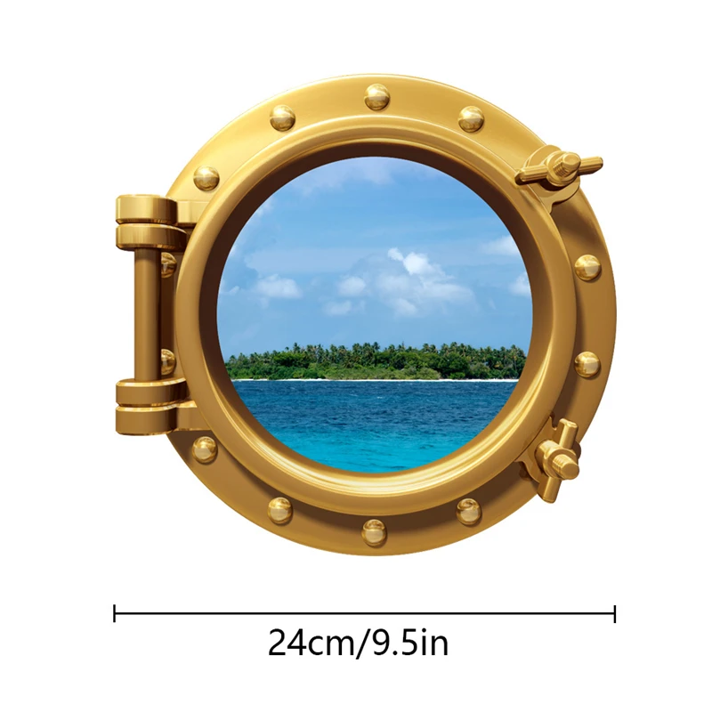 Beach Palm Tree Mural Glow in the Dark Room for Home Decoration Sea View Luminous Porthole Stickers on Door Window Car Wall Tile