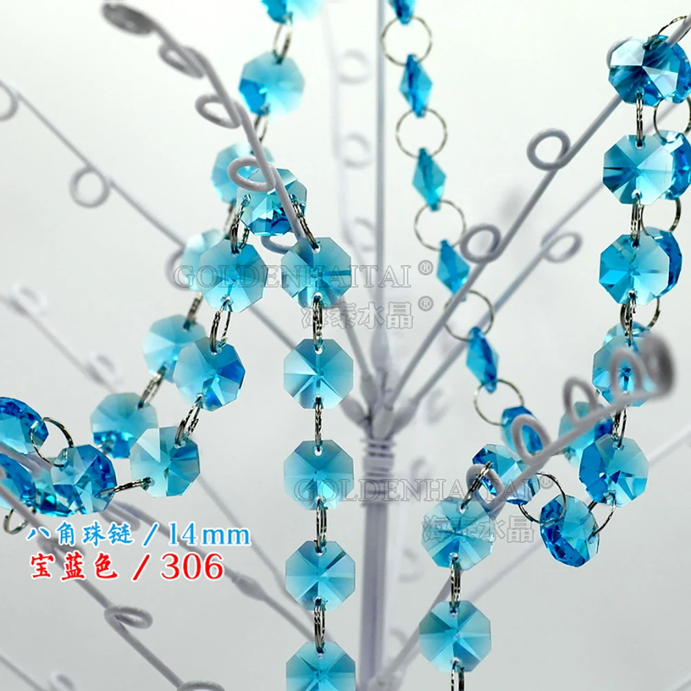 1M 14mm Octagon Bead Crystal Chandelier Parts Prism Handmade Colorful Garland Curtain Chain Home Tree Party Decor DIY Suncatcher