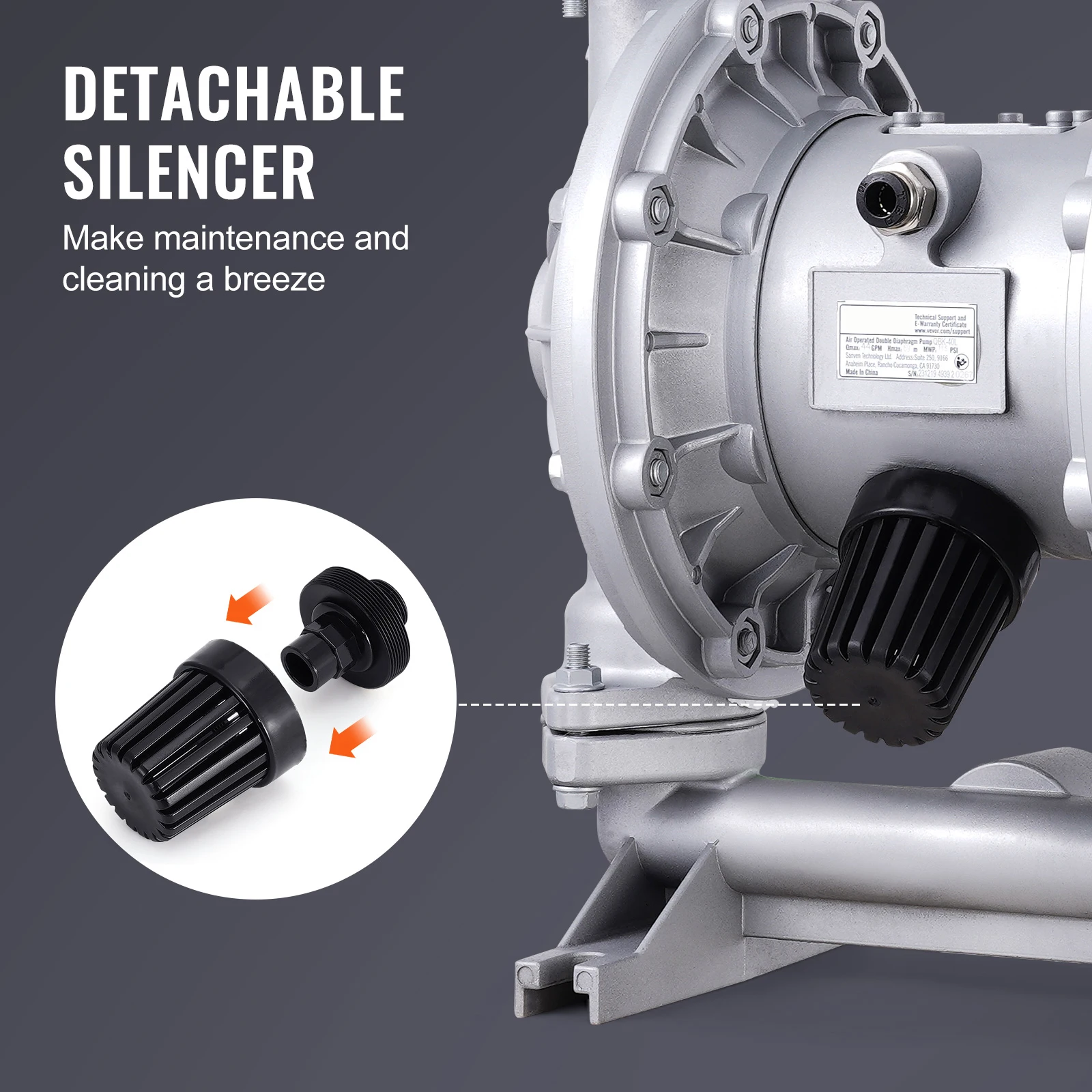 SucceBuy Air Operated Double Diaphragm Pump, 44 GPM Max 115 PSI Air Waste Oil Pneumatic Transfer Pump for Diesel Grease Oil Use