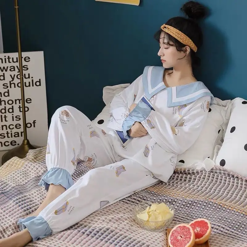 

Pajama Sets Women Hot Sale Ins Fashion Chic Fall Korean Kawaii Schoolgirls Pajamas 2 Piece Trendy Soft Popular Ladies Sleepwear