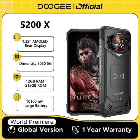 【Brand+】DOOGEE S200 X 5G Rugged Phone 12+512GB Smartphone 6.72” FHD+120Hz IPS screen Dimensity 7050 10100mAh battery 33W