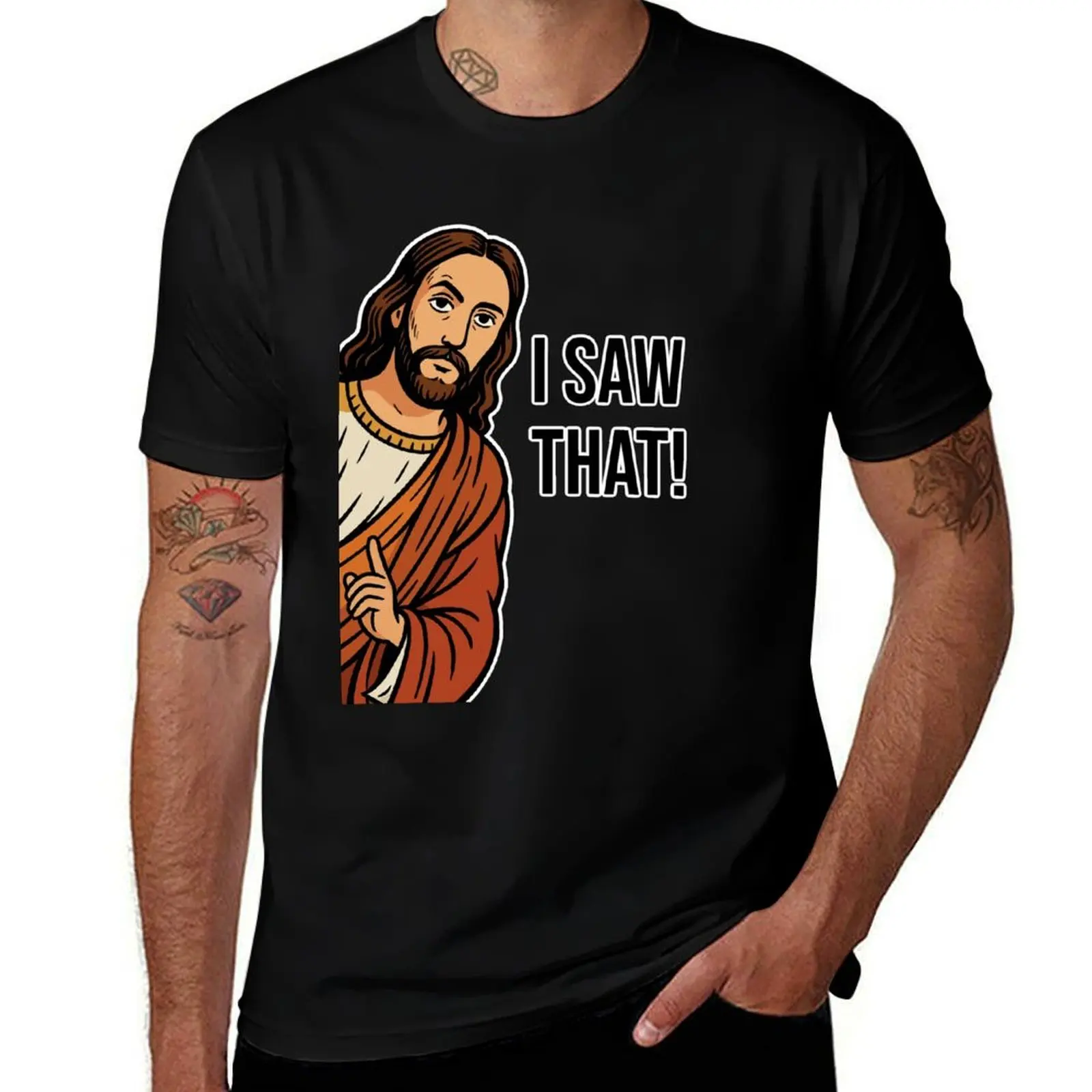 

Футболка I Saw That, Funny Jesus Meme, бутик одежды на день Святого Валентина, быстросохнущая винтажная рубашка в стиле аниме, мужская дизайнерская одежда