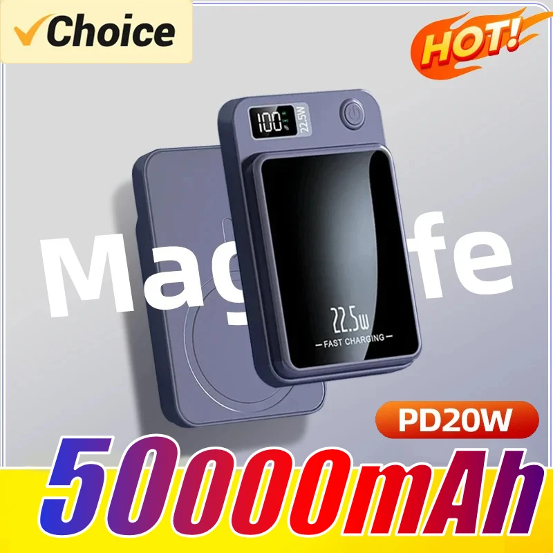 Mini Magnetic Wireless Power Bank Fast Charging Auto Wake Up 30000mAh Power Bank for iPhone 11 12 15 14 13 Pro Max Samsung