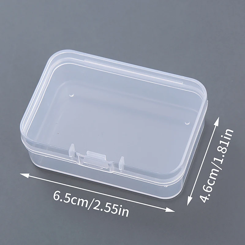 2pcs Clear Plastic Storage Case With Lid Jewelry Box Portable Square Container For Beads Earrings Desktop Sundries Organizer