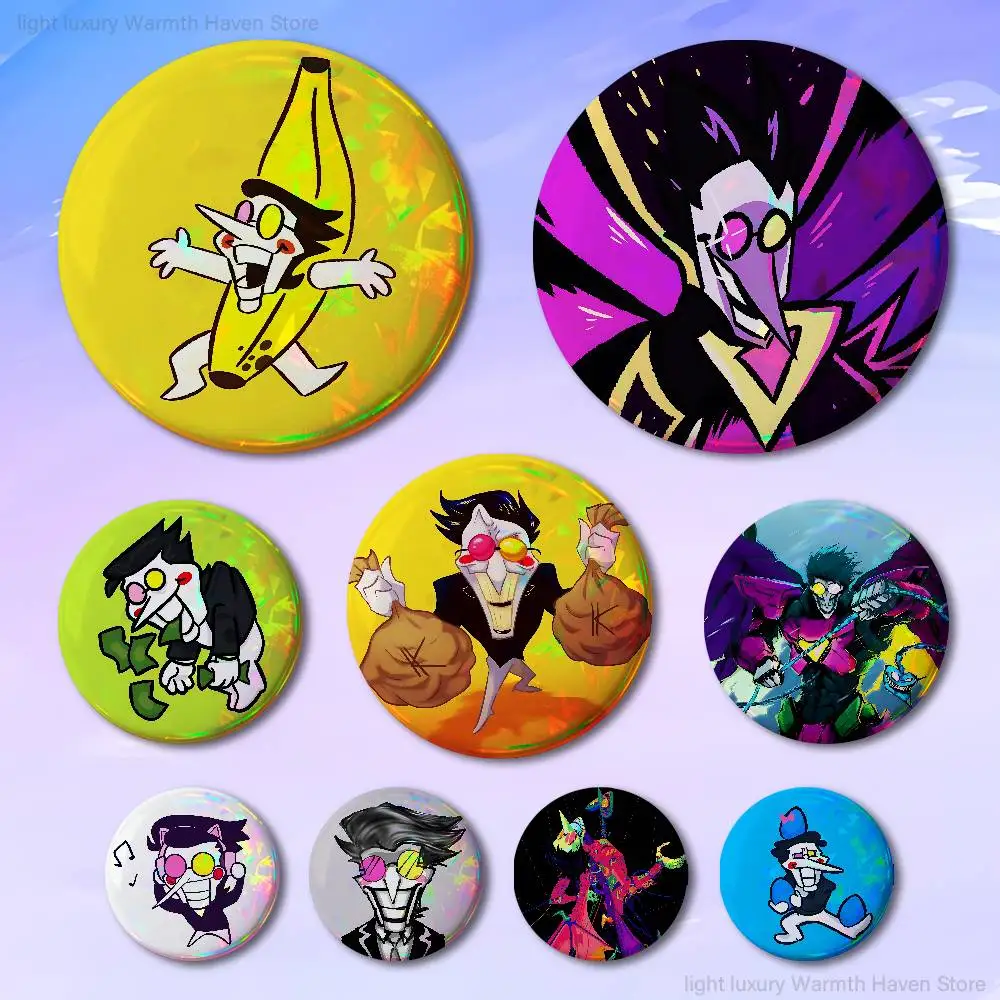 

D-Deltarune Game Spamton Enamel Pin Tinplate Round Brooch Cosplay Nijigen Otaku Culture Badges 58mm 44mm 32mm 75mm 25mm