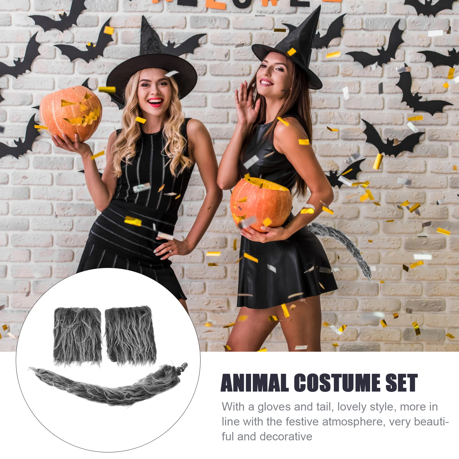 

1 set 1 Set Wolf Cosplay Costume Animal Tail Gloves Party Photo Props Festival Performance Accessories Wolf Fancy Dress Set