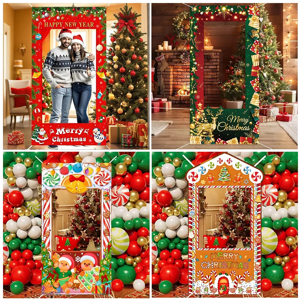 

1pc90x180 Christmas Photo Booth Frame Background Banner Happy New Year Christmas Party Decoration Xmas Gifts Photo Shoot Props