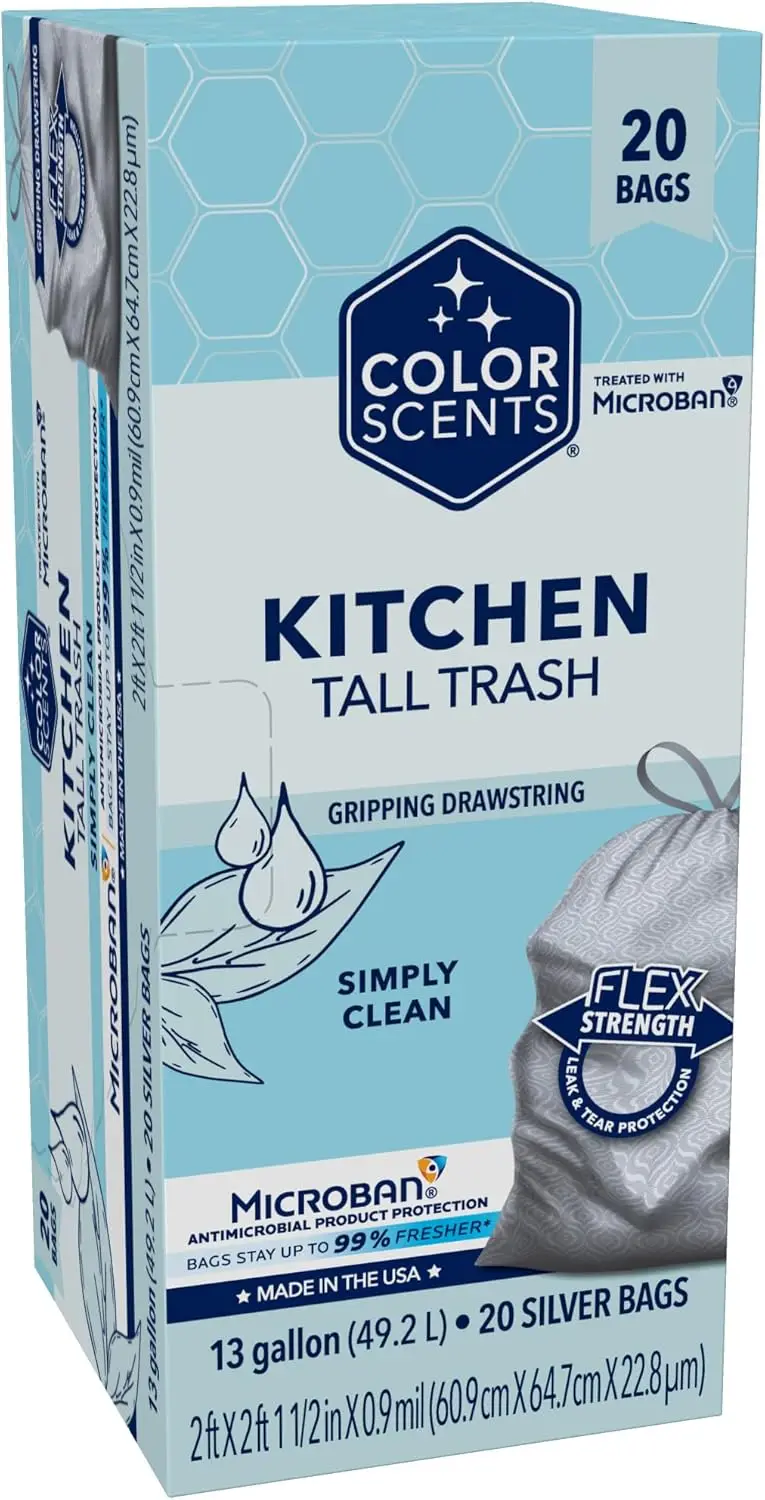 

Silver Scented Drawstring Trash Bags - 13 Gallon, 20 Count with Microban Odor Control