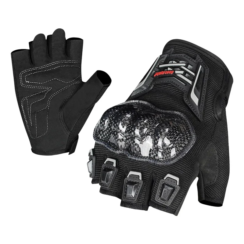 

OnesAgain Durable Summer Half Finger Motorcycle Gloves Carbon Fiber Anti-Slip Biker Riding Gear Racing Moto Gloves for Men Women