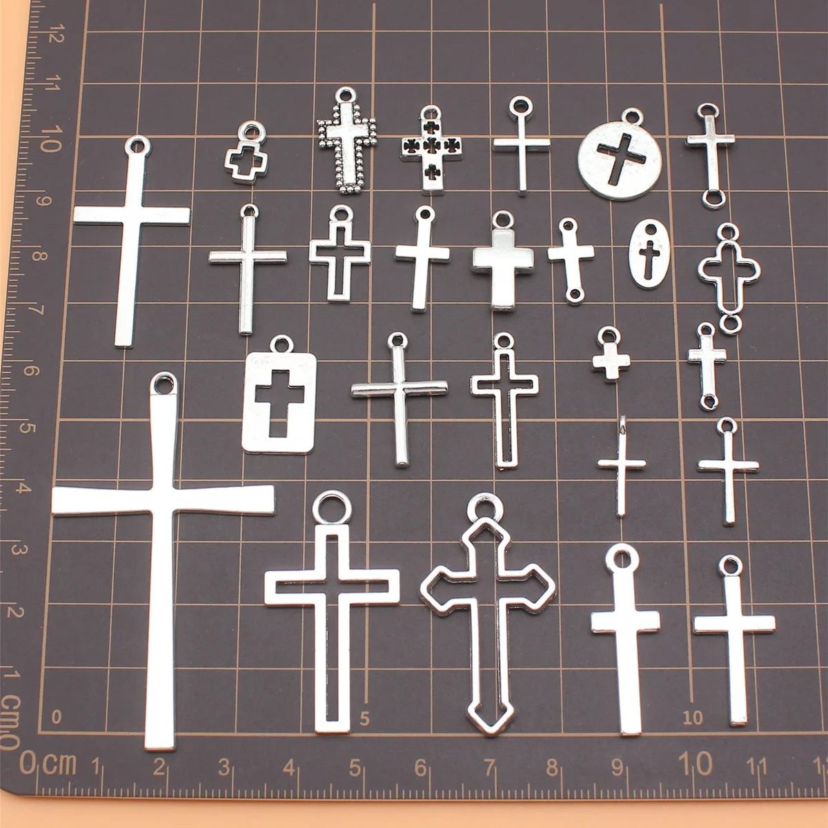 26PCS Antique Silver Cross Charms for DIY Jewelry Making, 26 Styles 1 Each, Craft Charms Jewelry Supplies (Religious Theme)