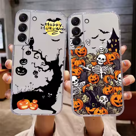 Halloween Pumpkin Skull Phone Case For Samsung Galaxy S24 S23 S22 S21 S20 Ultra S10 Plus S23 S21 S20 FE Coque