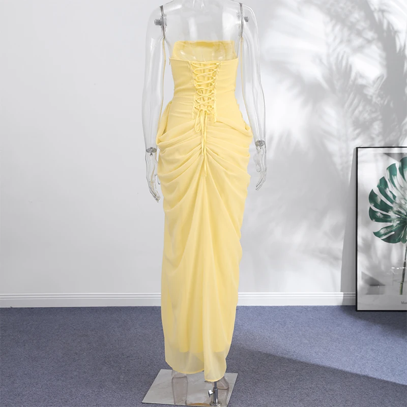 Feder Gestrickte Lange Kleider Casual Solide Rundhals Ärmel Schlinge Weibliche Maxi Kleid Sexy Hüfte Paket Urlaub Dame Vestidos – Detail 12