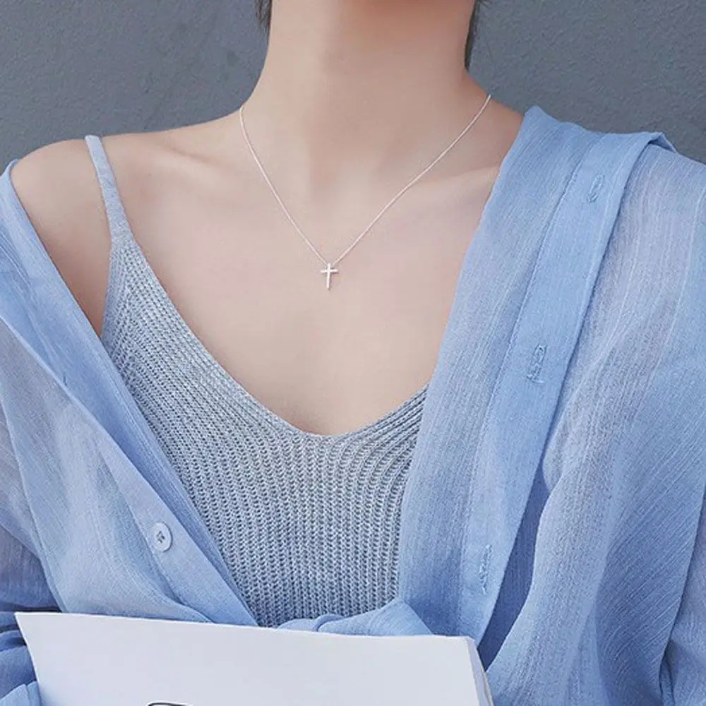 Accessories Korea Lady Simple Gift Women Cross Pendant Clavicle Chain Necklace Jewelry