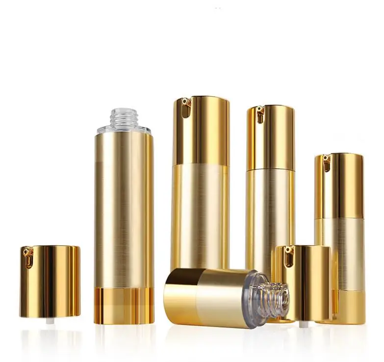 

100Pcs 15/30/50ML Gold Silver Airless Cosmetic Cream Pump Bottle Travel Size Dispenser Refillable Containers ni07