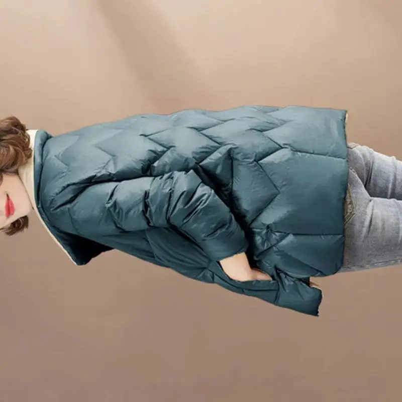Stand Collar Cotton Padded Jacket Women's Short Slim-Fit 2025 New Korean Parkas Jacket Winter Clothes Women Trend Buttons 543