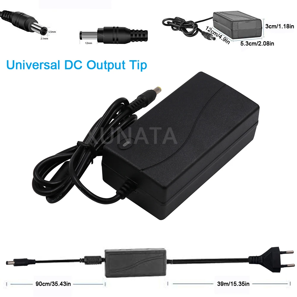 12V Power Adapter Supply Plug 220V 110V AC To DC Switch Wire Cord For LED Strip LCD Monitor 5.5*2.1mm LED Charger 60W 120W 36W