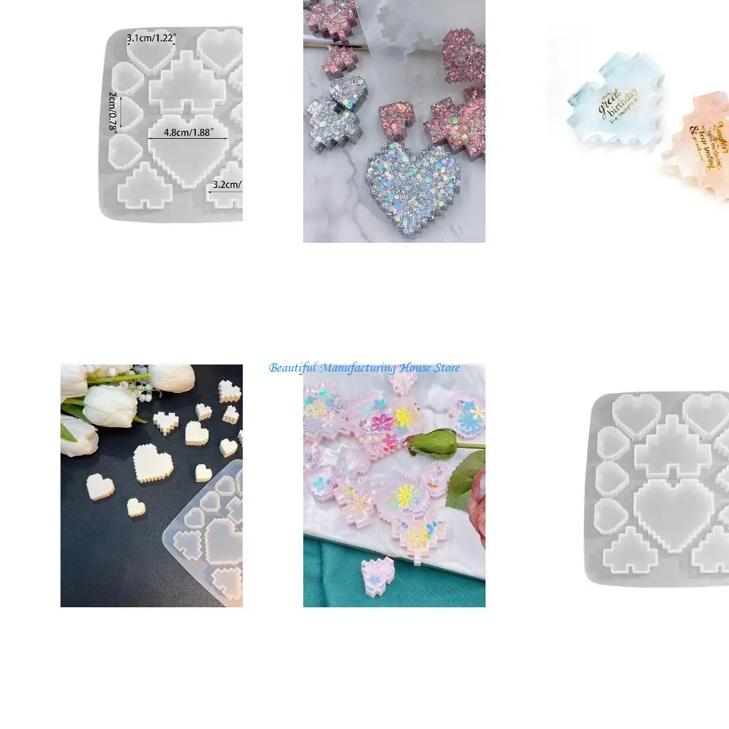 

E56A Handmade Love Heart Ornaments Epoxy Resin Mold Necklace Pendants Silicone Mould DIY Crafts Jewelry Decorations Tools