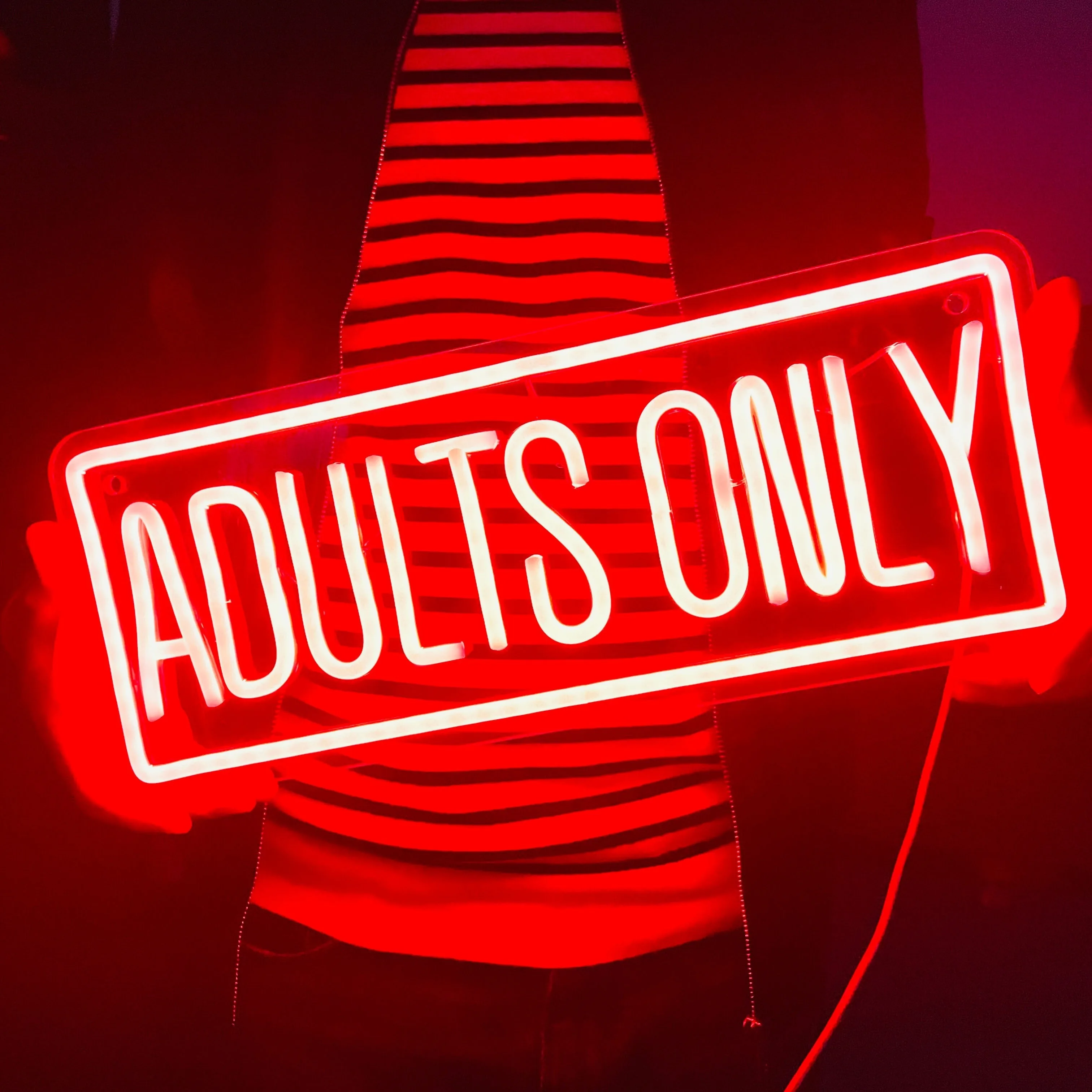 Adults Only Neon Sign USB Powered Red LED Wall Decoration for Bedroom Men's Cave Hotel Party Decoration