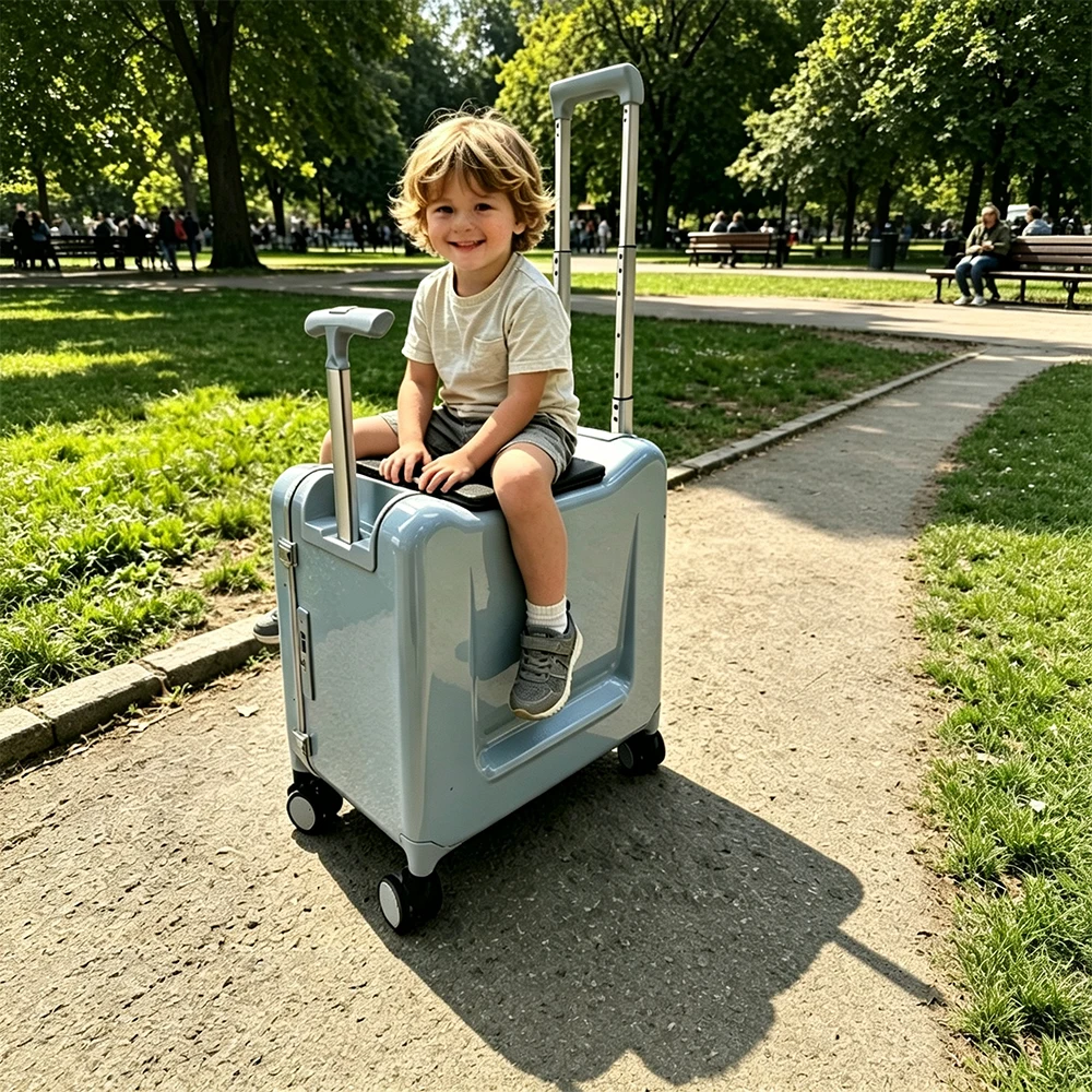 Suitcases on Wheels PC 20 Inch Kids Carry on Luggage Ride on Brake Wheels Travel Suitcase Hard Shell Suitcase Lightweight Safe