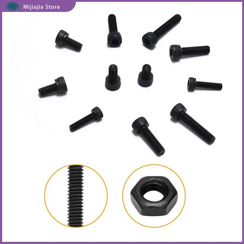 

1225 Pcs Hex Button Socket Head Cap Screws Bolts Nuts Flat Washers Assortment Kit Black Steel Machine Screws And Nuts