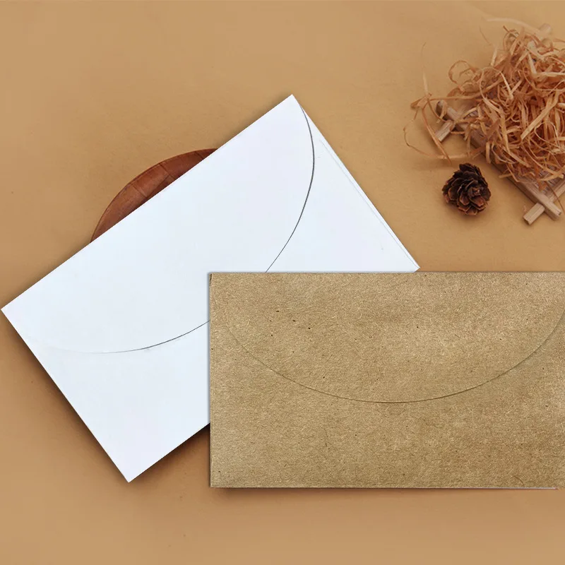 50pcs/lot Mini Envelope 150g Kraft Paper Envelope High-grade 101x64mm Envelope for Wedding Invitations Small Business Packing