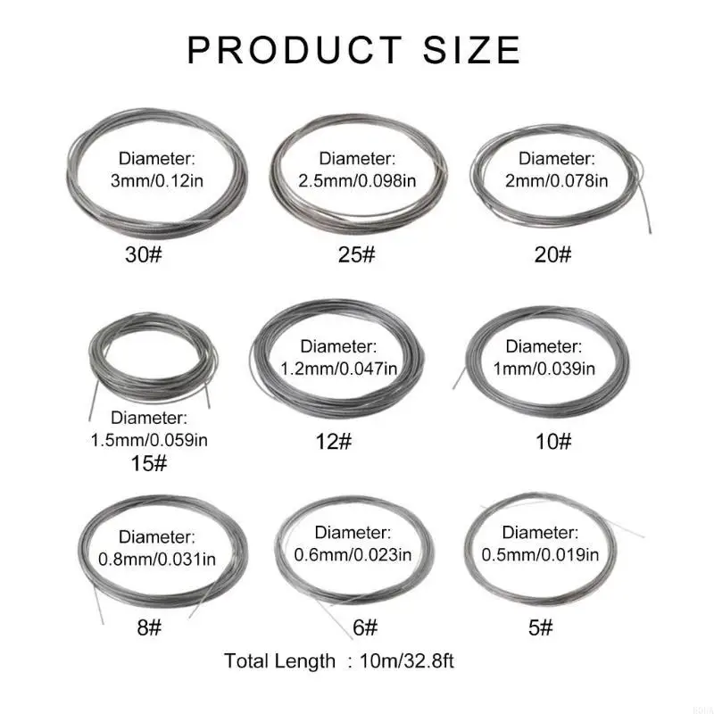 New 10m 304 Stainless Steel Wire Rope Soft Fishing Lifting Cable 7×7 Clothesline