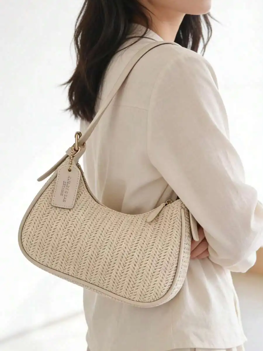 

Minimalist Y2K Woven Shoulder Bag, elegant underarm purse, summer essential for women commuter daily wear.