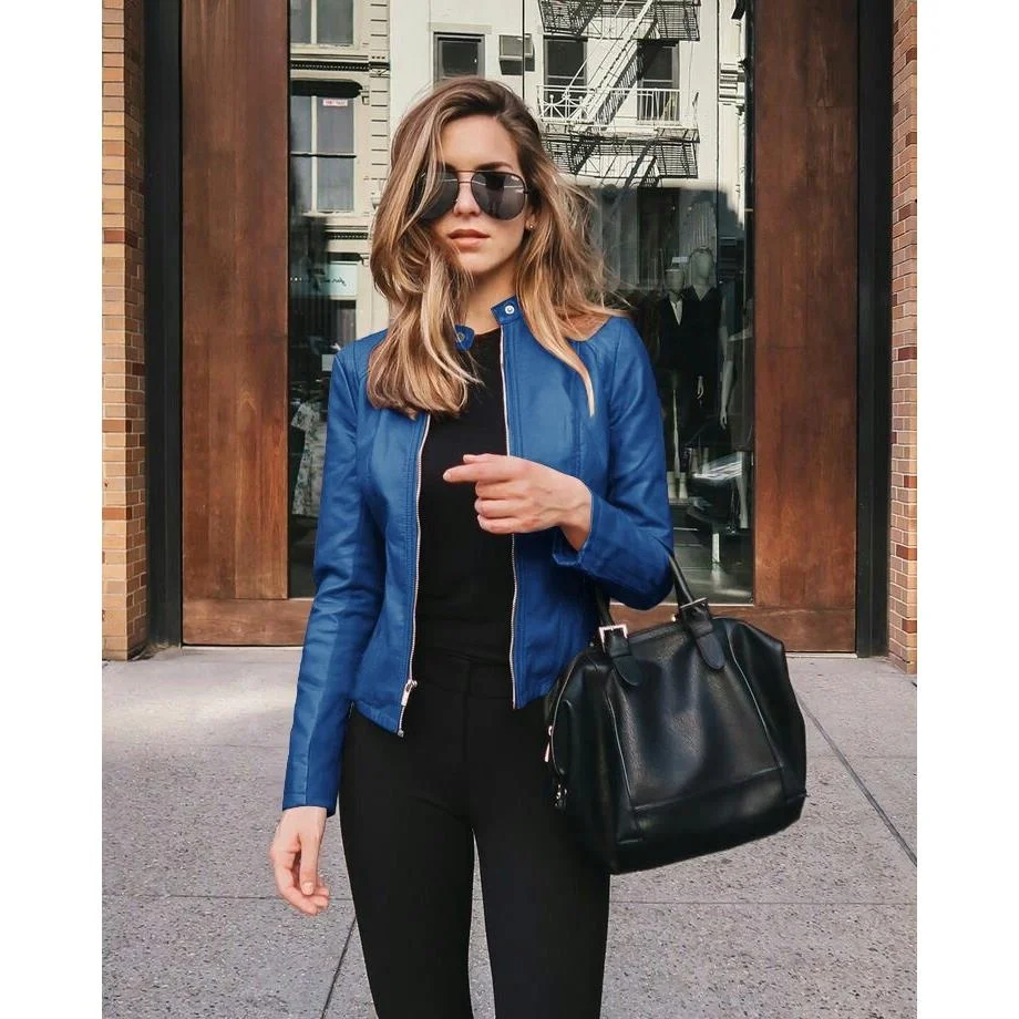 Faionable dames PU-leer Jaet kleine bovenkleding jas Sli dames biker Jaet Quali materiaal herfstseizoen