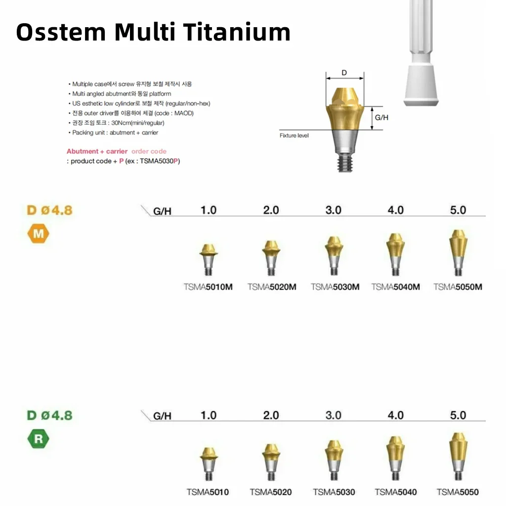 Dental Multi Angles Abutment Lab analog Impression Temporary Multi-unit abutment Replicas Cover Screw For Osstem Hiossen TS