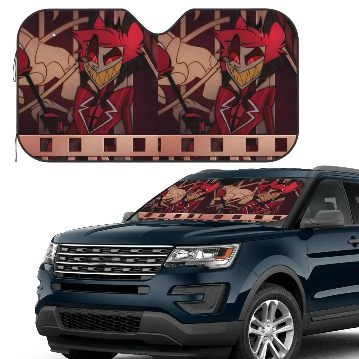 

Современный Hazbin Alastor Buddy мультфильм аниме (2) солнцезащитный козырек на лобовое стекло автомобиля, солнцезащитный козырек, аксессуары, чехлы