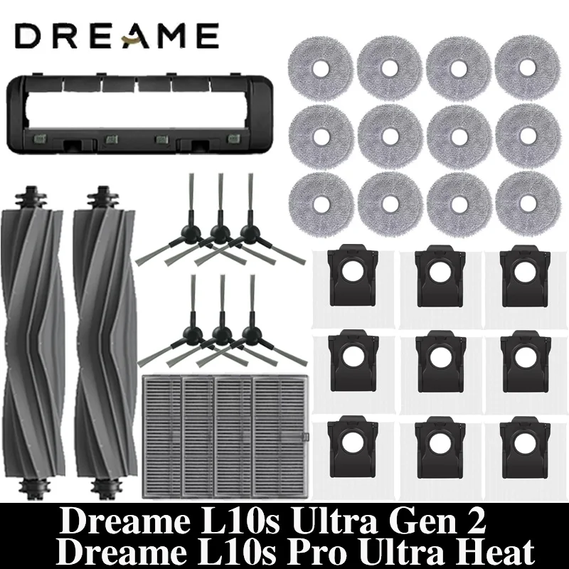 Dreame L10s Ultra Gen2 / L10s Pro Ultra Heat Vacuum Cleaner Replacement Accessories Main Side Brush HEPA Filter Mop Dust Bag