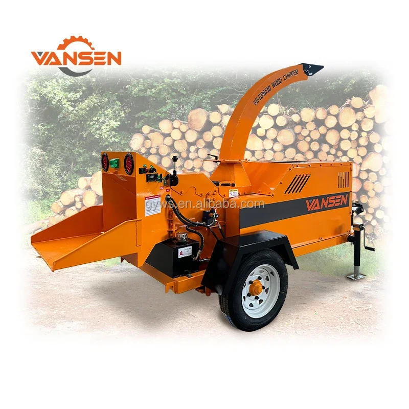 ce mobile 35  hydraulic feed garden forestry waste tree branches log drum shredder crusher grinder wood chipper machine