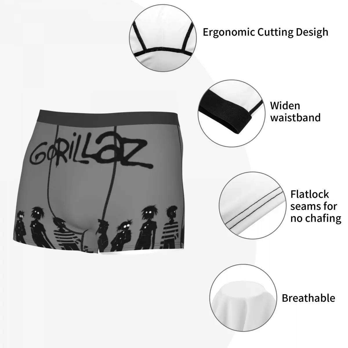 Men's Cool Music Band Boxer Briefs, Roupa Interior Altamente Respirável, Shorts Estampados em 3D, Skate Gift Idea, Qualidade Superior