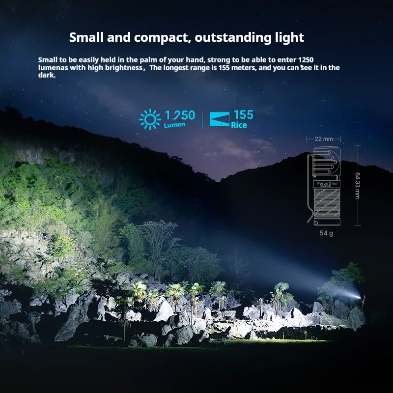 6cm OLIGHT Upgraded Perun 3 Defense Flashlight aluminum alloy Thor Mini LED Portable dual beam corner headlight High Brightness