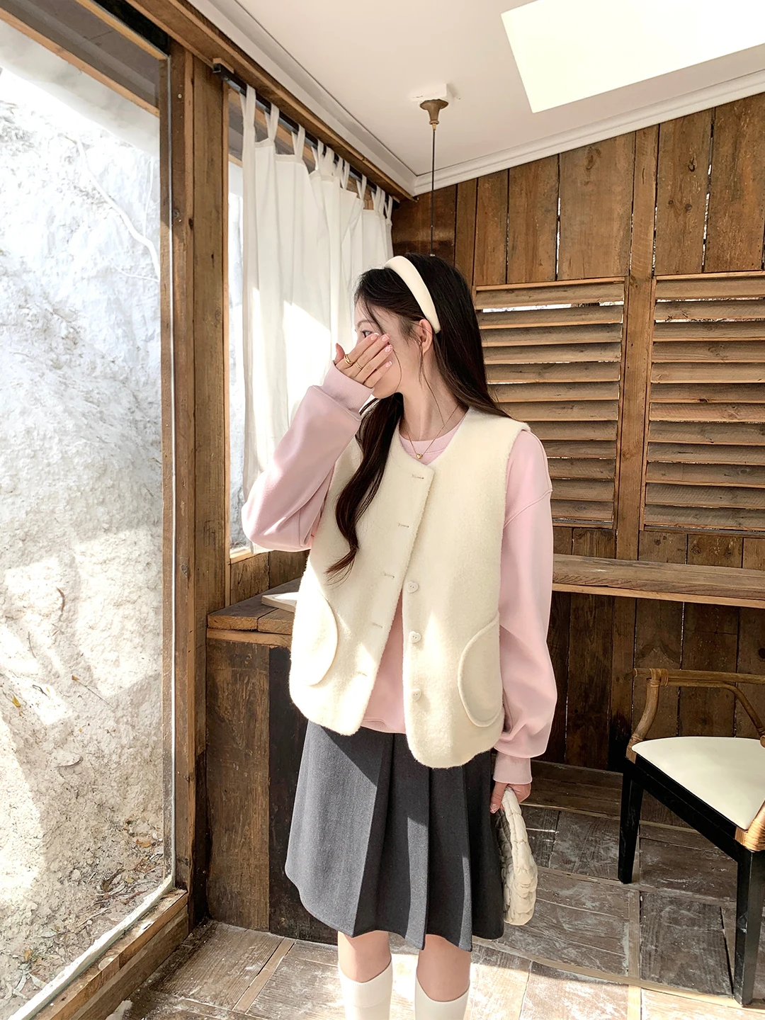 

Cozydays Women's White Faux Lamb Fur Jaet Cotton Lined Vest Autumn Winter New Sle Large ket Warm Versatile Svel ...